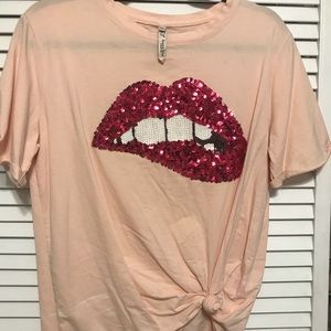 Nasty Gal Pink Words in My Mouth Sequin Tee